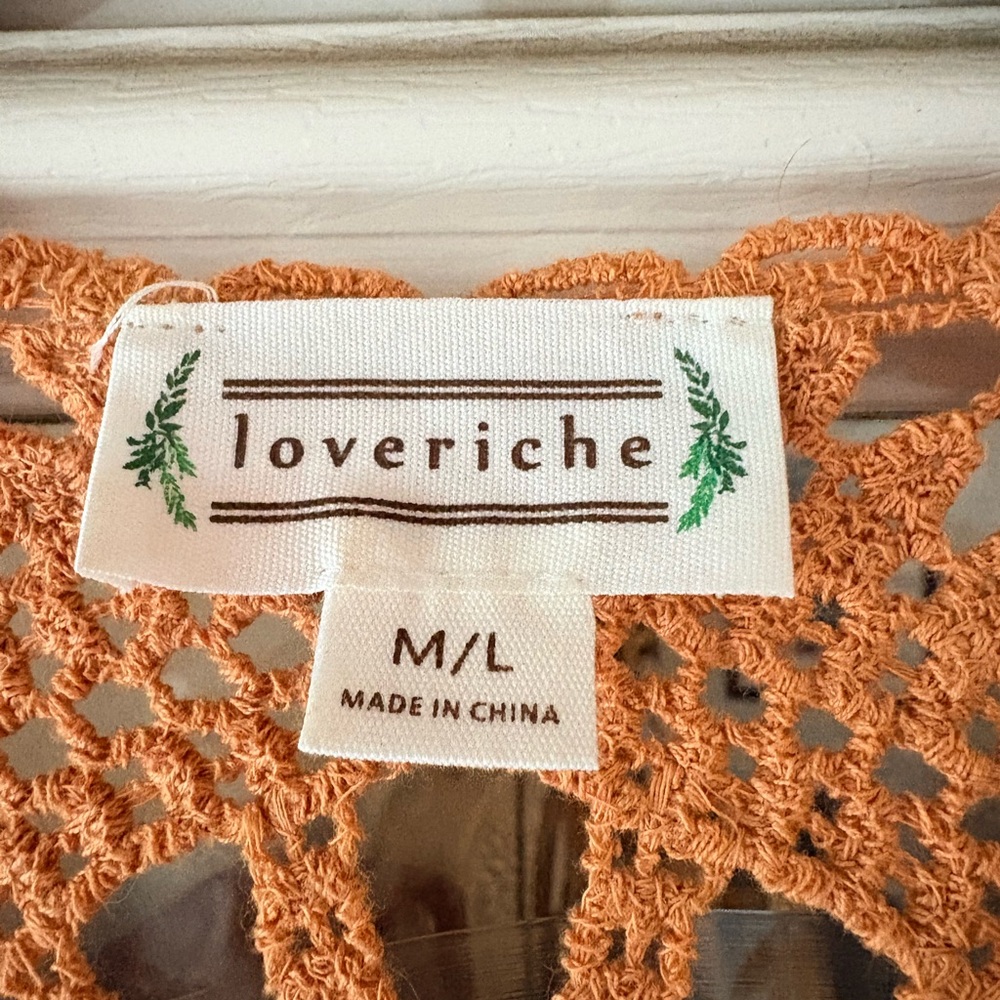 Love Riche Crochet Openwork Cardigan in Orange - Picture 3 of 7
